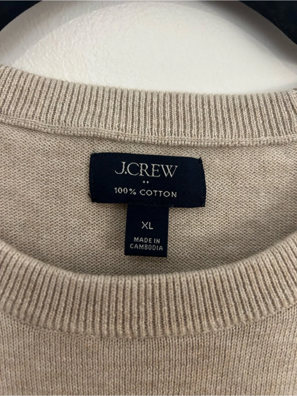 J.Crew Men’s XL 100% Cotton Crewneck Sweater Oatmeal Beige Pullover Minimalist